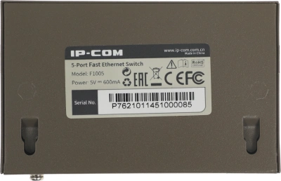 Коммутатор IP-Com F1005 (L2) 5x100Мбит/с неуправляемый