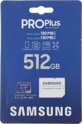Флеш карта microSDXC 512GB Samsung MB-MD512SA Pro PLUS V30 + adapter