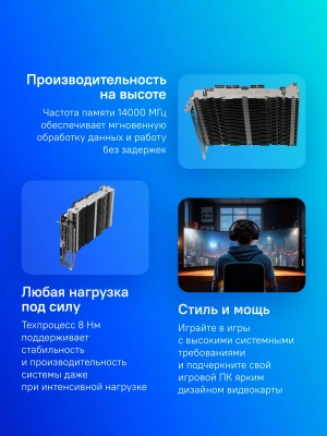 Видеокарта Palit PCI-E 4.0 RTX3050 KALMX NVIDIA GeForce RTX 3050 6Gb 96bit GDDR6 1042/14000 DVIx1 HDMIx1 DPx1 HDCP Ret