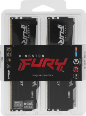 Память DDR5 2x32GB 5200MHz Kingston KF552C36BBEAK2-64 Fury Beast Expo RGB RTL Gaming PC5-41600 CL36 DIMM 288-pin 1.25В kit single rank с радиатором Ret
