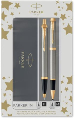 Набор ручек Parker IM Core TK223 (2093217) Brushed Metal GT подар.кор. ручка роллер, ручка шариковая сменный стержень 1стерж. кругл.