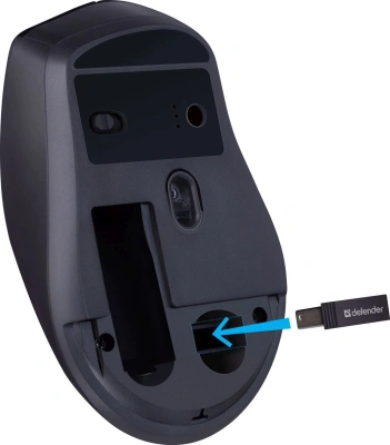 Мышь Defender Effect X MS-095 черный оптическая 1600dpi беспров. USB 5but (52095)