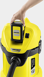 Строительный пылесос Karcher WD 3 Battery Set *EU-II 300Вт (уборка: сухая/влажная/выдув/сбор воды) желтый