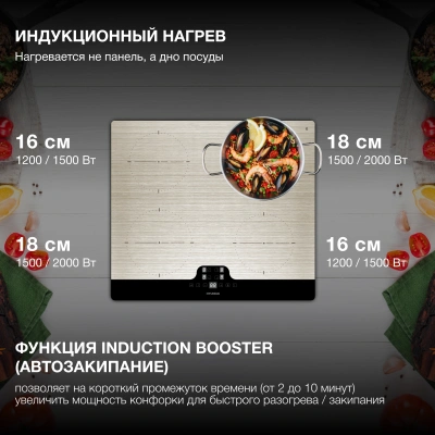 Индукционная варочная поверхность Hyundai HHI 6772 GR серебристый