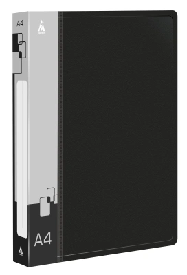 Папка на 2-х D-кольцах Бюрократ -0840/2DBLCK A4 пластик 0.8мм кор.40мм внутр. с вставкой черный