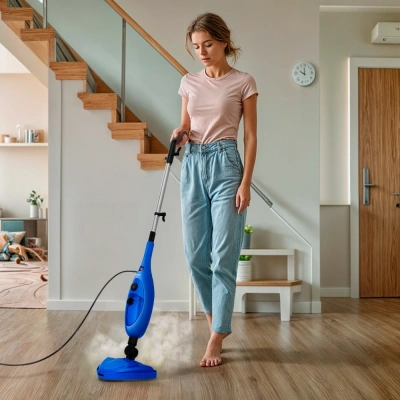 Швабра паровая Kitfort КТ-3927 1300Вт синий/черный