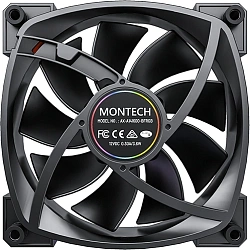 Вентилятор для корпуса Montech RX140 Reverse ARGB 140х140x25 черный 4-pin 27.9дБ (RX140 PWM BLACK) Ret