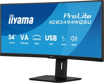 Монитор Iiyama 34" ProLite XCB3497WQSNPH-B1 черный VA LED 0.4ms 21:9 HDMI M/M матовая HAS 3000:1 350cd 178гр/178гр 3440x1440 120Hz DP UW USB 9.7кг