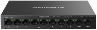 Коммутатор Mercusys MS110CMP (L2) 8x100Мбит/с 2x1Гбит/с 8PoE+ 115W неуправляемый