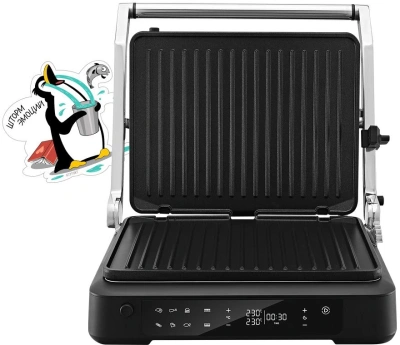 Электрогриль Kitfort КТ-3675 2000Вт серебристый/черный