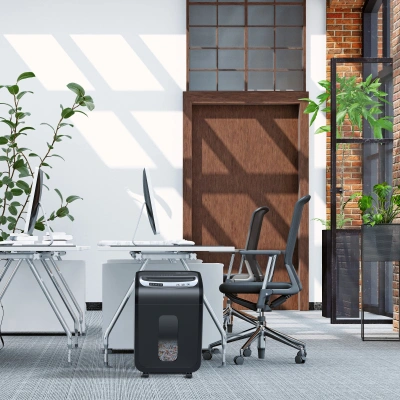 Шредер Cactus CS-SH-G6 черный/серебристый (секр.P-5) фрагменты 16лист. 30лтр. скрепки скобы пл.карты CD