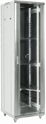 Шкаф коммутационный Rexant (04-4266-211) напольный 42U 600x600мм пер.дв.стекл металл 2 бок.пан. направл.под винты 800кг серый 80кг 230град. 2054мм IP20 сталь