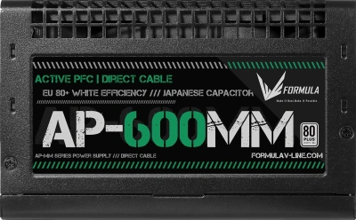 Блок питания Formula ATX 600W AP-600ММ 80 PLUS WHITE (20+4pin) APFC 120mm fan 6xSATA RTL