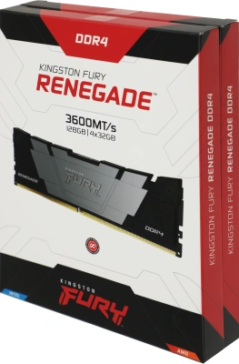 Память DDR4 4x32GB 3600MHz Kingston KF436C18RB2K4/128 Fury Renegade Black RTL Gaming PC4-28800 CL18 DIMM 288-pin 1.35В dual rank с радиатором Ret