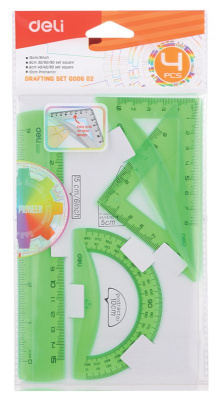 Набор для чертежей Deli EG00602 корпус ассорти в компл.:линейка 15см/прямоуг.2шт