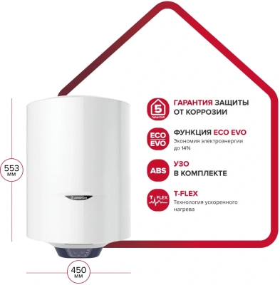 Водонагреватель Ariston BLU1 ECO ABS PW 50 V 2.5кВт 50л электрический настенный/белый
