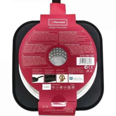 Сковорода-гриль Rondell Ginger Chocolate RDA-1531 квадратная 26см покрытие: Xylan Plus ручка несъемная (без крышки) черный