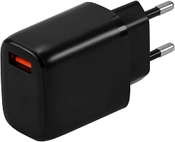 Сетевое зар./устр. Buro BUWG1 18W 3A (QC) USB-A универсальное черный (BUWG18P100BK)