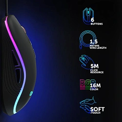 Мышь Оклик 723GM черный оптическая 3200dpi USB 6but (1533533)
