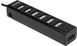 Разветвитель USB 2.0 Defender Quadro Swift 7порт. черный (83203)