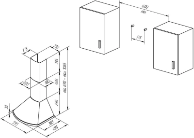 Вытяжка каминная Kuppersberg Bona 60 C бежевый/бронза управление: кнопочное (1 мотор)