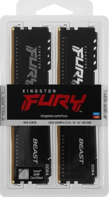 Память DDR4 2x8Gb 3200MHz Kingston KF432C16BBK2/16-SP Fury Beast Black RTL Gaming PC4-25600 CL16 DIMM 288-pin 1.35В kit dual rank с радиатором Ret