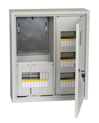 Щит распределительный IEK MKM32-N-24-31-ZO TITAN ЩУРн-3/24зо-1 36 УХЛ3 навесной 480мм 165мм 560мм 24мод. металл IP31 серый с возможностью установки счетчика (упак.:1шт)