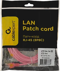 Патч-корд Premier PP12-3M/RO 1000Гбит/с UTP 4 пары cat.5E CCA molded 3м розовый RJ-45 (m)-RJ-45 (m)