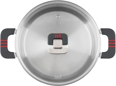 Кастрюля Rondell Stripes RDS-1638 5.2л. d=24см (с крышкой) стальной