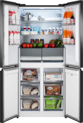 Холодильник Weissgauff WCD 450 Rock Glass NoFrost Inverter 3-хкамерн. графит темный