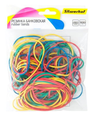 Резинки для купюр Silwerhof 189019 d=60мм 2мм 100гр ассорти пластиковый пакет