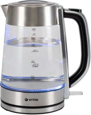 Чайник электрический Vitek VT-1184 1.7л. 2200Вт серебристый корпус: стекло/металл