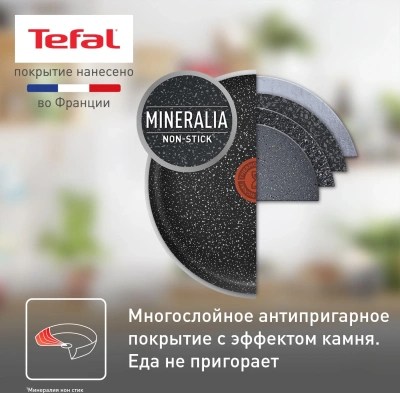 Сковорода Tefal Rock 4235124 круглая 24см покрытие: антипригарное ручка несъемная (без крышки) черный (9100054293)