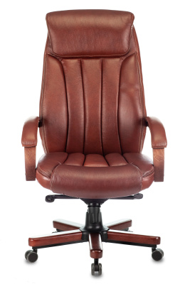 Кресло руководителя Бюрократ T-9922WALNUT светло-коричневый Leather Eichel кожа крестов. металл/дерево
