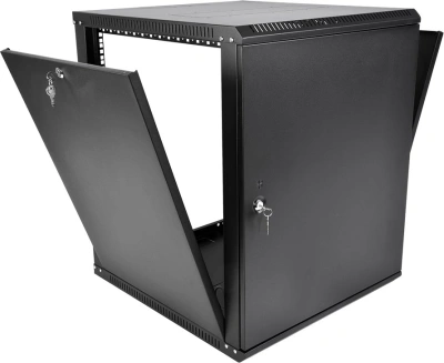 Шкаф коммутационный ЦМО ШРН-Эконом (ШРН-Э-18.350.1-9005) настенный 18U 600x350мм пер.дв.металл 85кг черный 300мм 21.69кг 180град. 878мм IP20 металл