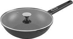 Сковорода ВОК (WOK) Rondell Craft RDA-1893 круглая 28см покрытие: TriTitan ручка несъемная (с крышкой) черный