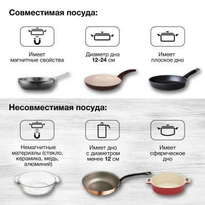 Плита Индукционная Hyundai HYC-0102 серебристый/черный стеклокерамика (настольная)