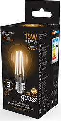 Лампа светодиодная Gauss Filament 102902115 15Вт цок.:E27 груша 220B св.свеч.бел.теп. (упак.:1шт)