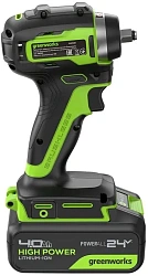 Гайковерт Greenworks G24IW200 аккум. патрон:квад.3/8" (3803607CUB)