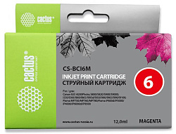 Картридж струйный Cactus CS-BCI6M пурпурный (12мл) для Canon S800/S820/S900/S9000/i550/i560/i860/i865/i905D/i950S/i960x/i965/i990/i9100/i9950/JX500/MP750/MP760/iP600D/iP3000/iP600D/iP8500/BJC-8200 с чипом