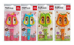 Ножницы Deli 6061 Happy Cat детские 138мм ТПЭ сталь ассорти