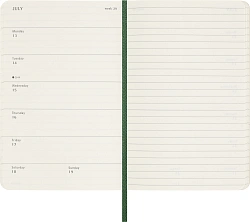 Еженедельник Moleskine CLASSIC SOFT WKNT Pocket 90x140мм 144стр. мягкая обложка зеленый