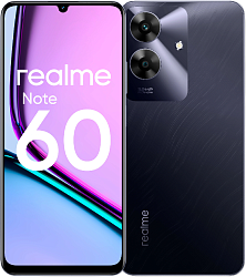 Смартфон Realme RMX3933 Note 60 128Gb 6Gb черный моноблок 3G 4G 2Sim 6.74" 720x1600 Android 14 32Mpix 802.11 a/b/g/n/ac GPS GSM900/1800 GSM1900 Protect A-GPS microSD max2048Gb