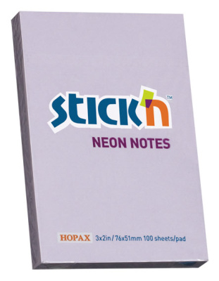 Блок самоклеящийся бумажный Stick`n 21402 51x76мм 100лист. 70г/м2 пастель сиреневый