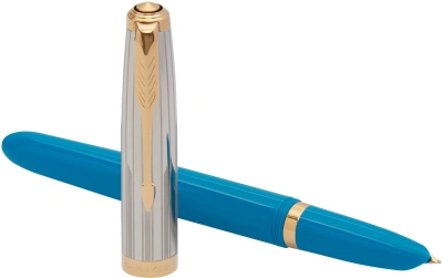 Ручка перьев. Parker 51 Premium (CW2169078) Turquoise GT F сталь нержавеющая подар.кор.