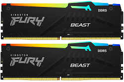 Память DDR5 2x32GB 6000MHz Kingston KF560C30BBEAK2-64 Fury Beast RGB RTL Gaming PC5-48000 CL30 DIMM 288-pin 1.4В kit single rank с радиатором Ret