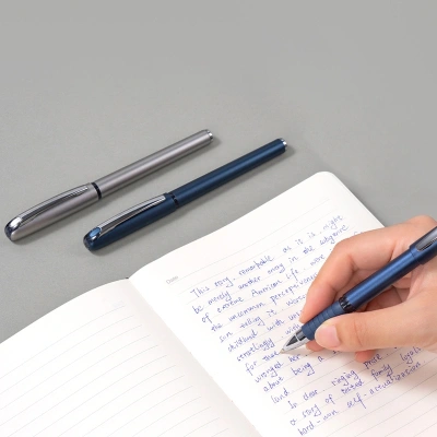 Ручка шариков. Deli EQ126-BL d=0.7мм син. черн. кругл.