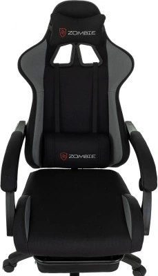 Кресло игровое Zombie Shadow черный/серый с подголов. крестов. пластик подст.для ног пластик черный