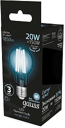 Лампа светодиодная Gauss Filament 102902220 20Вт цок.:E27 груша 220B св.свеч.бел.нейт. (упак.:10шт)