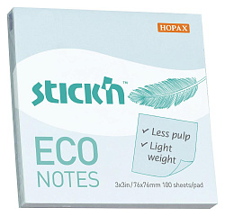 Блок самоклеящийся бумажный Stick`n ECO 21747 76x76мм 100лист. 60г/м2 пастель голубой